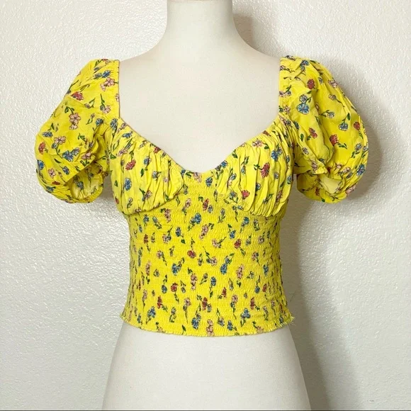 2Bella Yellow Flower Print Blouse - Picture 1 of 7